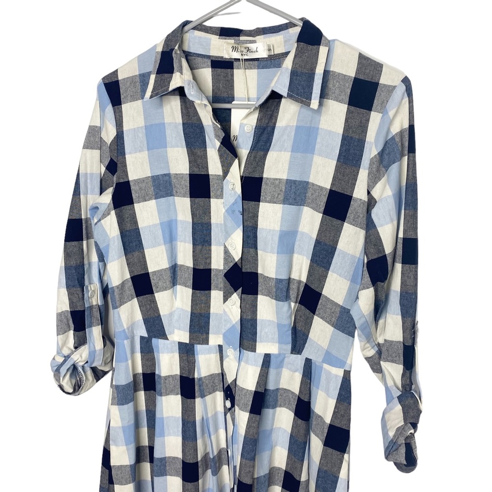 Miss Finch day dress plaid cotton size small - Picture 5 of 5
